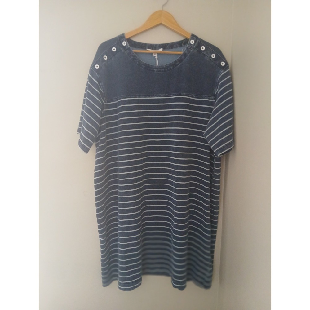 New Jane and Delancey Knit T-Shirt Dress Size 2X Stripes Nautical Beach S/S
